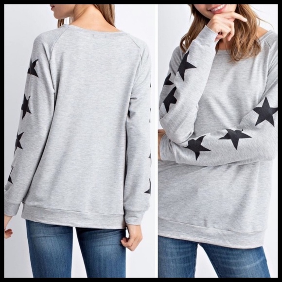 ⭐2X HP⭐ Graphic Star Print Pullover Gray NWT - Picture 2 of 4